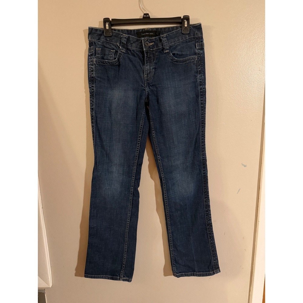 Calvin Klein Jeans Womens Dark Wash Straight Leg‎ Denim Blue Pants 6